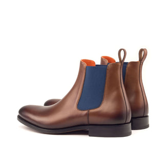 Ambrogio Men's Handmade Custom Made Shoes Brown Calf-Skin Leather Chealsea Boots (AMB1074)