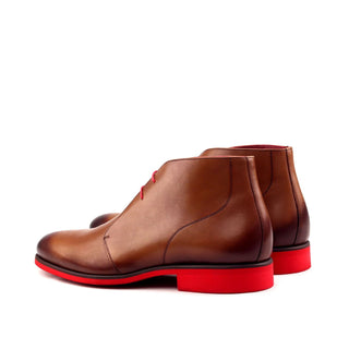 Ambrogio Men's Handmade Custom Made Shoes Brown Calf-Skin Leather Chukka Boots (AMB1076)