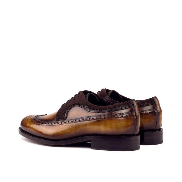 Ambrogio 3284 Men's Shoes Brown & Cognac Suede / Patina Leather Longwing Blucher Oxfords (AMB1161)-AmbrogioShoes