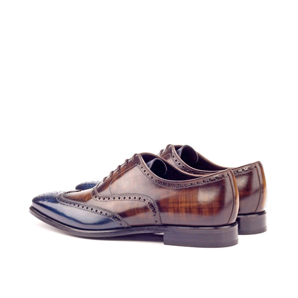 Ambrogio 3329 Men's Shoes Brown & Denim Blue Calf-Skin / Patina Leather Brogue Oxfords (AMB1160)-AmbrogioShoes