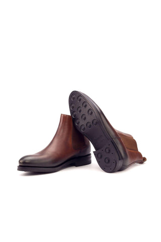 Ambrogio Men's Handmade Custom Made Shoes Brown Leather Chelsea Boots (AMB1043)-AmbrogioShoes