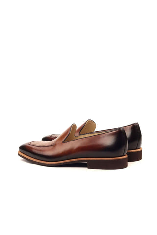 Ambrogio Men's Handmade Custom Made Shoes Brown Leather Slip-On Loafers (AMB1068)-AmbrogioShoes