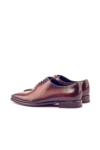Ambrogio Men's Handmade Custom Made Shoes Brown Patina Leather Plain Oxfords (AMB1090)-AmbrogioShoes
