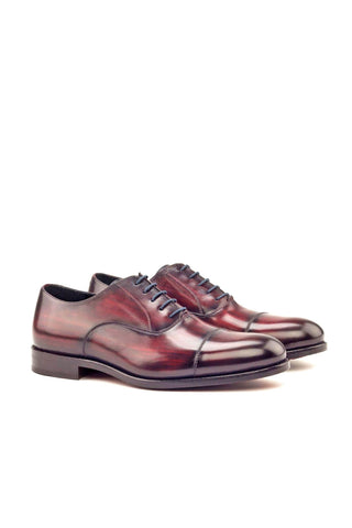 Ambrogio Men's Handmade Custom Made Shoes Burgundy Patina Leather Oxfords (AMB1054)