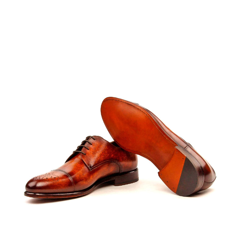Ambrogio 2508 Men's Shoes Cognac Patina Leather Derby Oxfords (AMB1153)-AmbrogioShoes