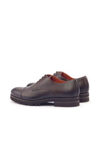 Ambrogio Men's Handmade Custom Made Shoes Dark Brown Calf-Skin Leather Derby (AMB1069)-AmbrogioShoes