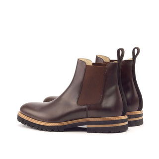Ambrogio Men's Handmade Custom Made Shoes Dark Brown Suede / Calf-Skin Leather Chelsea Boots (AMB1016)