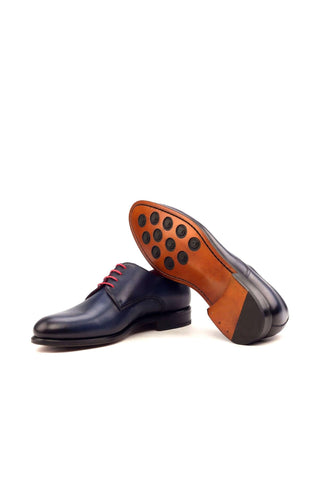 Ambrogio Men's Handmade Custom Made Shoes Navy Leather Derby (AMB1070)-AmbrogioShoes