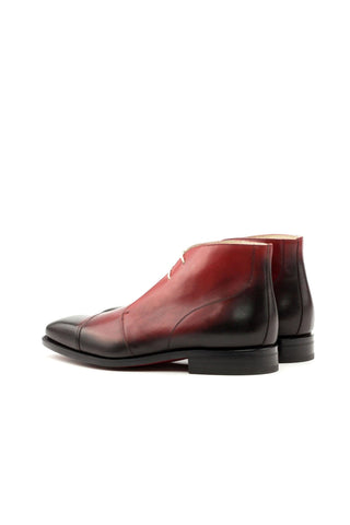 Ambrogio Men's Handmade Custom Made Shoes Red Leather Chukka Boots (AMB1073)-AmbrogioShoes