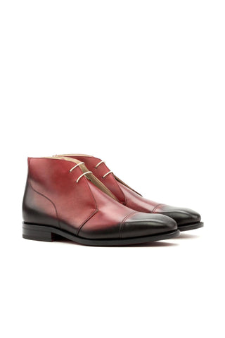 Ambrogio Men's Handmade Custom Made Shoes Red Leather Chukka Boots (AMB1073)-AmbrogioShoes