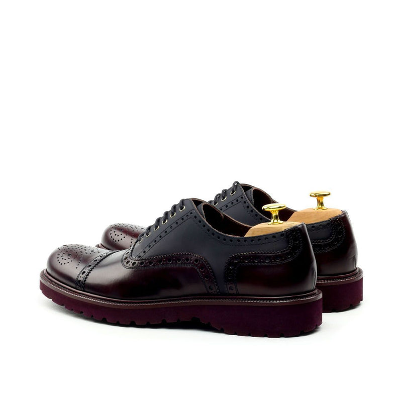 Ambrogio Men's Shoes Black & Cherry Rubber Coated / Calf-Skin Leather Cap Toe Oxfords (AMB2038)-AmbrogioShoes