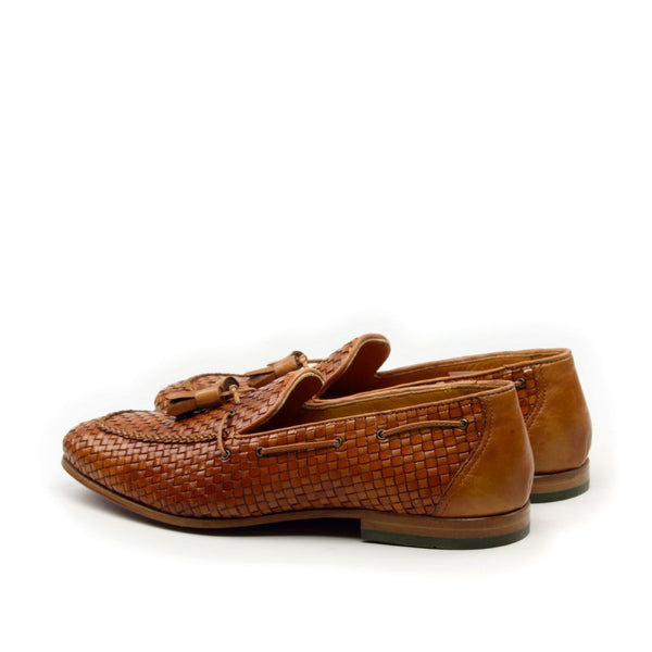 Ambrogio Men's Shoes Caramel Woven / Calf-Skin Leather Tassels Loafers (AMB2040)-AmbrogioShoes