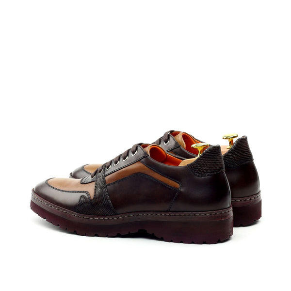 Ambrogio Men's Shoes Chocolate, Brown & Green Lizard Print / Nappa / Calf-Skin Leather Casual Sneakers (AMB2041)-AmbrogioShoes