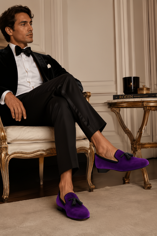Ambrogio Milano 2 Velvet & Leather Tassel Loafer-AmbrogioShoes