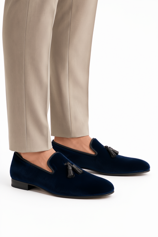 Ambrogio Milano 2 Velvet & Leather Tassel Loafer-AmbrogioShoes