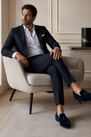 Ambrogio Milano 2 Velvet & Leather Tassel Loafer-AmbrogioShoes