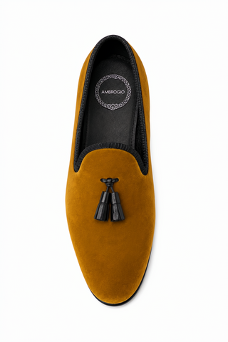 Ambrogio Milano 2 Velvet & Leather Tassel Loafer-AmbrogioShoes