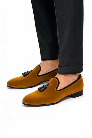 Ambrogio Milano 2 Velvet & Leather Tassel Loafer-AmbrogioShoes