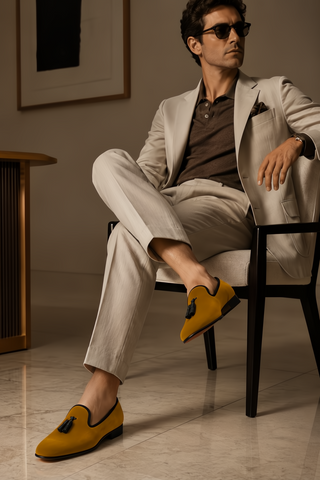 Ambrogio Milano 2 Velvet & Leather Tassel Loafer-AmbrogioShoes