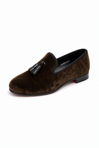 Ambrogio Milano 2 Velvet & Leather Tassel Loafer-AmbrogioShoes