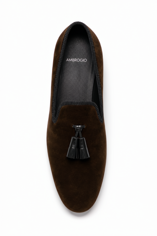 Ambrogio Milano 2 Velvet & Leather Tassel Loafer-AmbrogioShoes