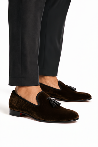 Ambrogio Milano 2 Velvet & Leather Tassel Loafer-AmbrogioShoes
