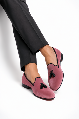 Ambrogio Milano 2 Velvet & Leather Tassel Loafer-AmbrogioShoes