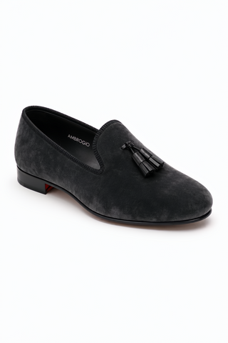 Ambrogio Milano 2 Velvet & Leather Tassel Loafer-AmbrogioShoes