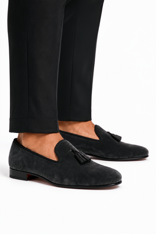 Ambrogio Milano 2 Velvet & Leather Tassel Loafer-AmbrogioShoes