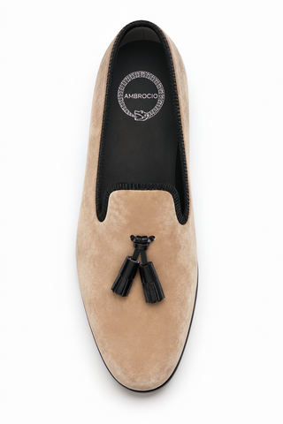 Ambrogio Milano 2 Velvet & Leather Tassel Loafer-AmbrogioShoes