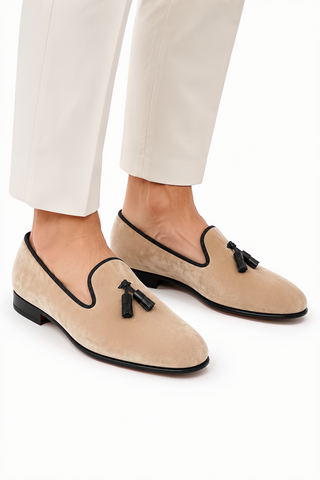 Ambrogio Milano 2 Velvet & Leather Tassel Loafer-AmbrogioShoes