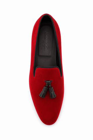 Ambrogio Milano 2 Velvet & Leather Tassel Loafer-AmbrogioShoes