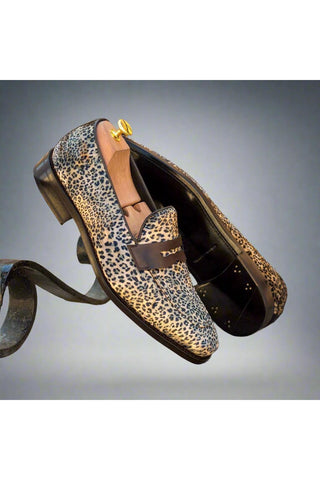 Ambrogio Multi-Color Crocodile Embossed / Fabric / Leather Penny Loafers (AMB1416)-AmbrogioShoes