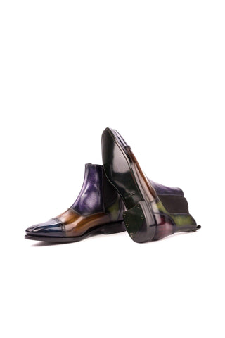 Ambrogio Multi-Color Crust Patina Leather Cap-Toe Chelsea Boots (AMB1028)-AmbrogioShoes