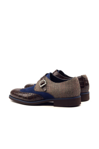 Ambrogio Multi Color Fabric / Crocodile Embossed / Suede / Calf-Skin Leather Monk Strap (AMB1394)-AmbrogioShoes