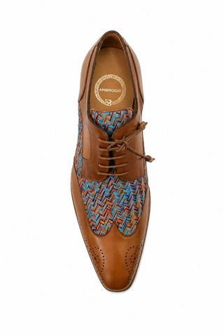 Ambrogio Multi-Color Fabric / Leather Dress/ Formal Derby (AMZ1010)-AmbrogioShoes