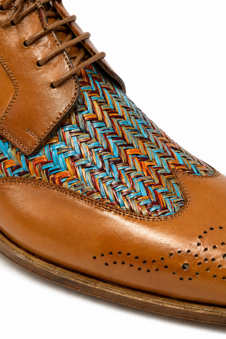 Ambrogio Multi-Color Fabric / Leather Dress/ Formal Derby (AMZ1010)-AmbrogioShoes