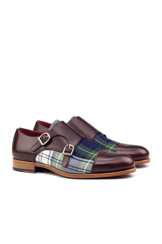 Ambrogio Multi Color Fabric / Leather Monk-Straps Loafers (AMB1393)-AmbrogioShoes