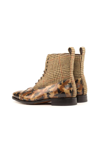 Ambrogio Multi-Color Fabric / Patina Leather Balmoral Boots (AMB1399)-AmbrogioShoes