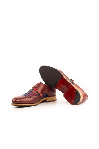 Ambrogio Multi Color Fabric / Pebble Grain Leather Brogue Oxfords (AMB1420)-AmbrogioShoes