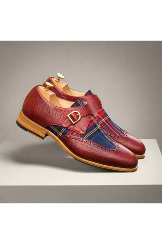 Ambrogio Multi Color Fabric / Pebble Grain Leather Brogue Oxfords (AMB1420)-AmbrogioShoes