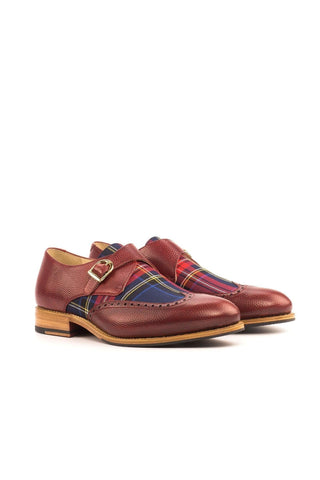 Ambrogio Multi Color Fabric / Pebble Grain Leather Brogue Oxfords (AMB1420)-AmbrogioShoes