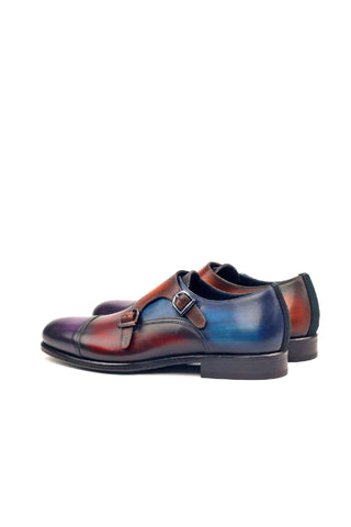 Ambrogio Multi-Color Patina Leather Monk-Straps Loafers (AMB1259)-AmbrogioShoes