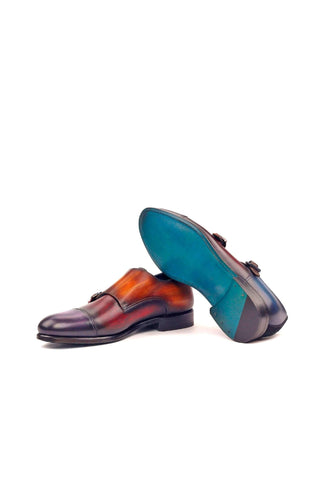 Ambrogio Multi-Color Patina Leather Monk-Straps Loafers (AMB1259)-AmbrogioShoes