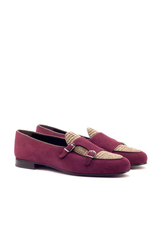 Ambrogio Multi-Color Tweed Sartorial / Suede Monk Slipper Loafers (AMB1275)