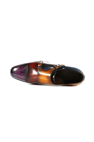 Ambrogio Multi Patina Leather Monk-Straps Luxury Loafers (AMBX1000)-AmbrogioShoes