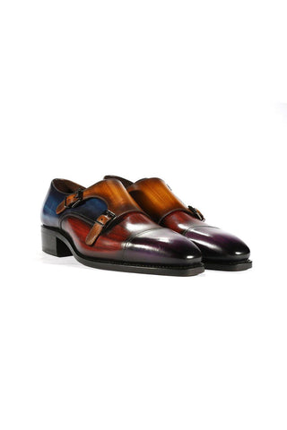 Ambrogio Multi Patina Leather Monk-Straps Luxury Loafers (AMBX1000)-AmbrogioShoes