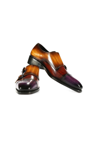 Ambrogio Multi Patina Leather Monk-Straps Luxury Loafers (AMBX1000)-AmbrogioShoes