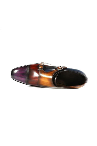 Ambrogio Multi Patina Leather Monk-Straps Luxury Loafers (AMBX1000)