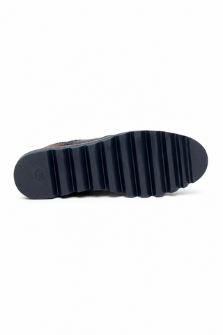Ambrogio Navy & Cherry Lizard Print / Calf-Skin Leather Wingtip Oxfords (AMBS2039-RTW)-AmbrogioShoes